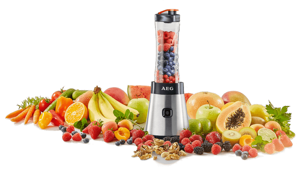 AEG SB2500 Smoothie Mixer mit Früchten AEG SB2500 Smoothie Mixer mit Früchten