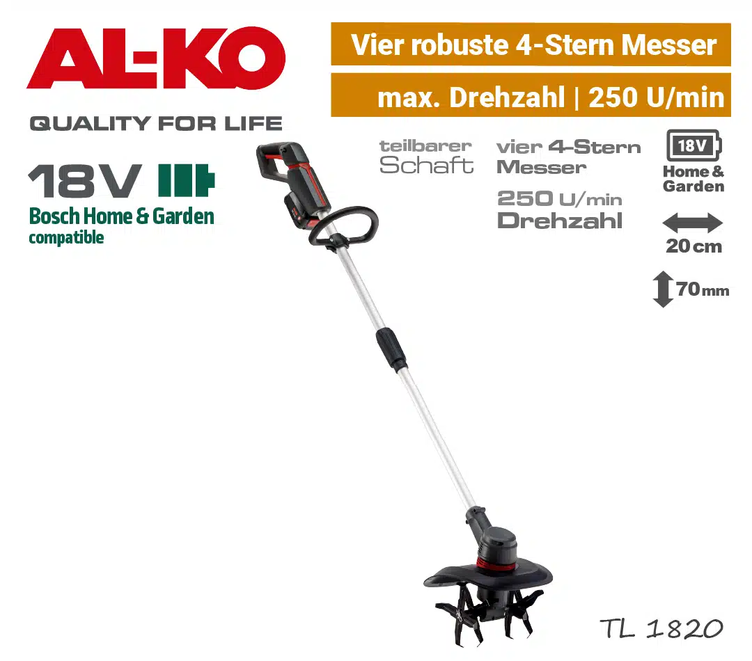 ALKO TL 1820 Akku-Bodenhacke 18V Bosch-Home & Garden ALKO TL 1820 Akku-Bodenhacke Motorhacke 18V Bosch-Home & Garden Power-For-All EU9