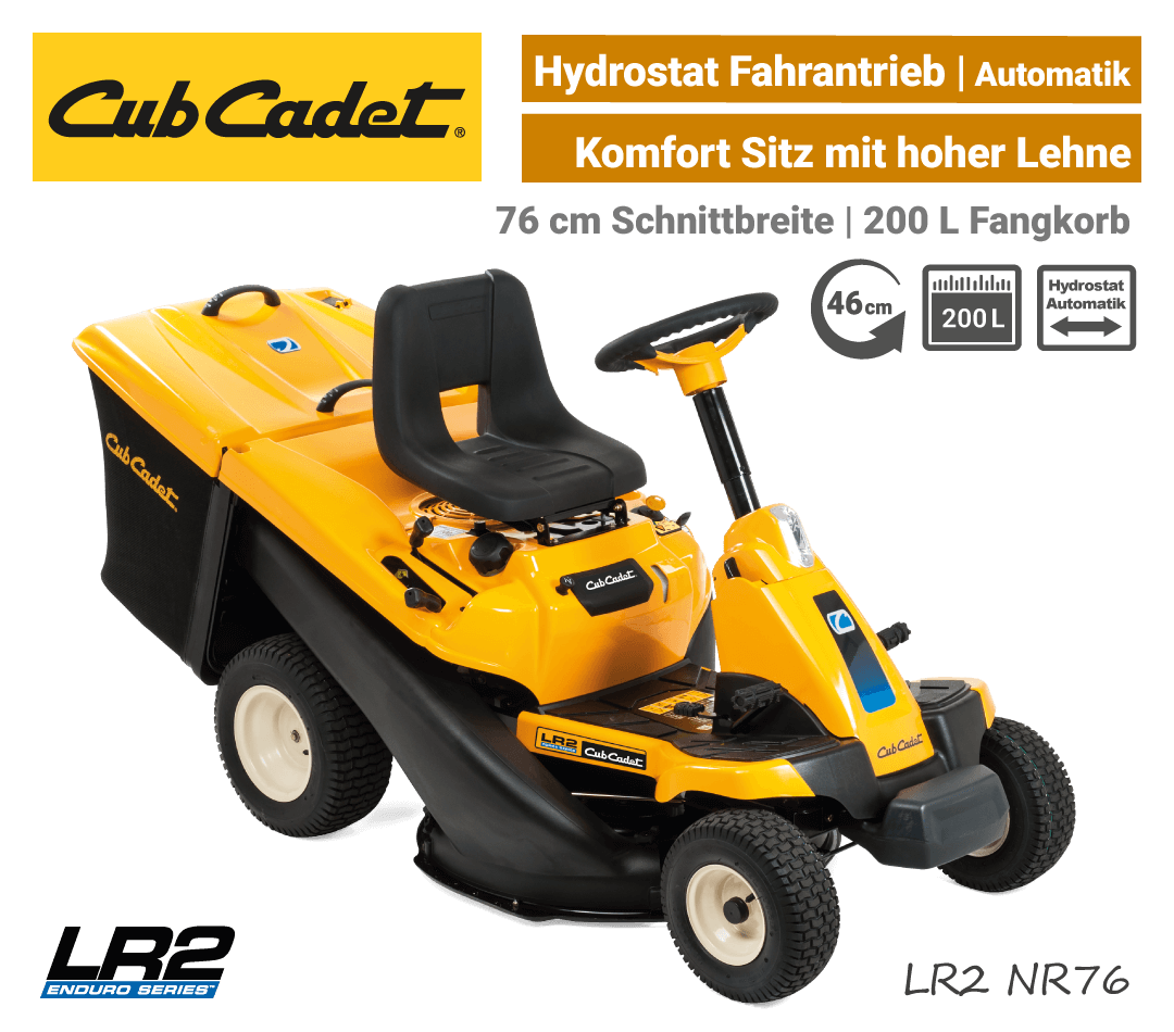 Cub Cadet LR2 NR76 Hydrostat Aufsitzmäher Mini-Rider EU9 Cub Cadet LR2 NR76 Hydrostat Aufsitzmäher Mini-Rider EU9