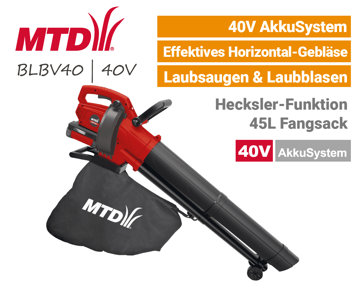 MTD BLBV40 40V Akku-Laubsauger MTD BLBV 40 - 40V Akku-Laubsauger 40 Volt EU9