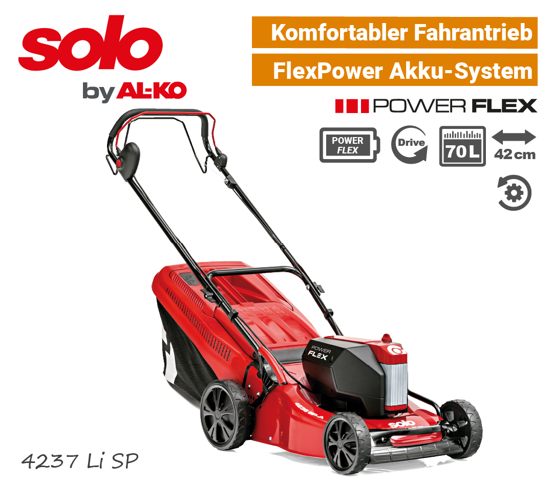 SOLO by AL-KO 4237 Li SP Akku-Rasenmäher SOLO 4237 Li SP Akku-Rasenmäher PowerFlex ALKO Rad-Antrieb EU9