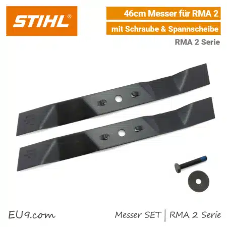 STIHL Messer SET 46 cm Mulchmesser Messerschraube RMA 2 2.1 2.0 Akku-Rasenmäher EU9