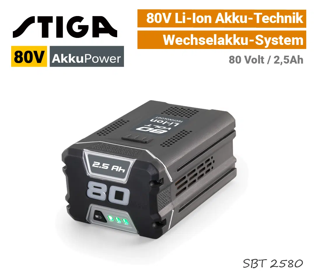 Stiga 80V Akku SBT-2580 2.5Ah Stiga 80V Akku 80 Volt Li-Ion SBT-2580 2.5 Ah EU9