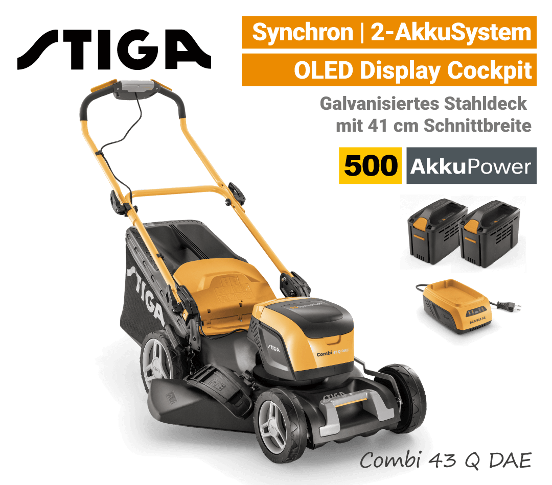 Stiga Combi 43 Q DAE Akku-Rasenmäher Stiga Combi 43 Q DAE Akku-Rasenmäher Synchron 500 EU9