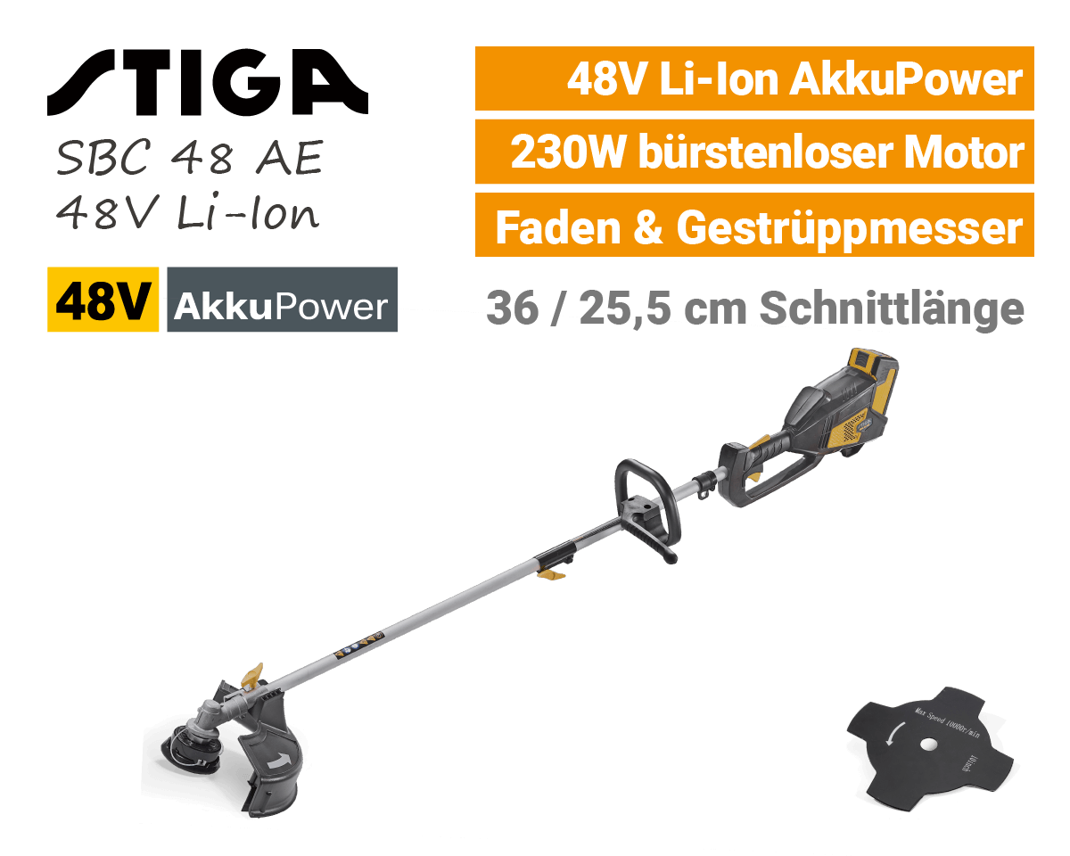 Stiga SBC 48 AE 48V Akku-Motosense Akku-Trimmer 48 Volt EU9