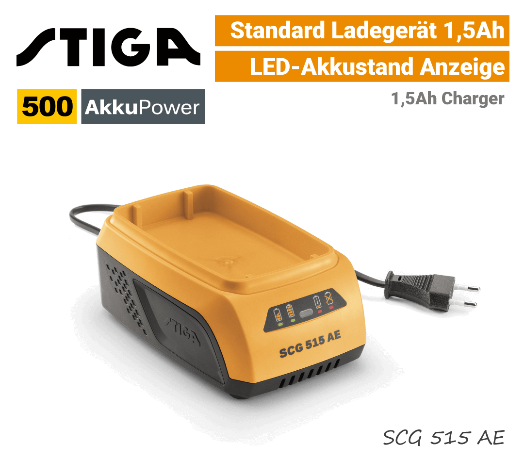 Stiga SCG 515 Ladegerät 1,5Ah Stiga SCG 515 Ladegerät 1,5 Ah 500-Serie EU9