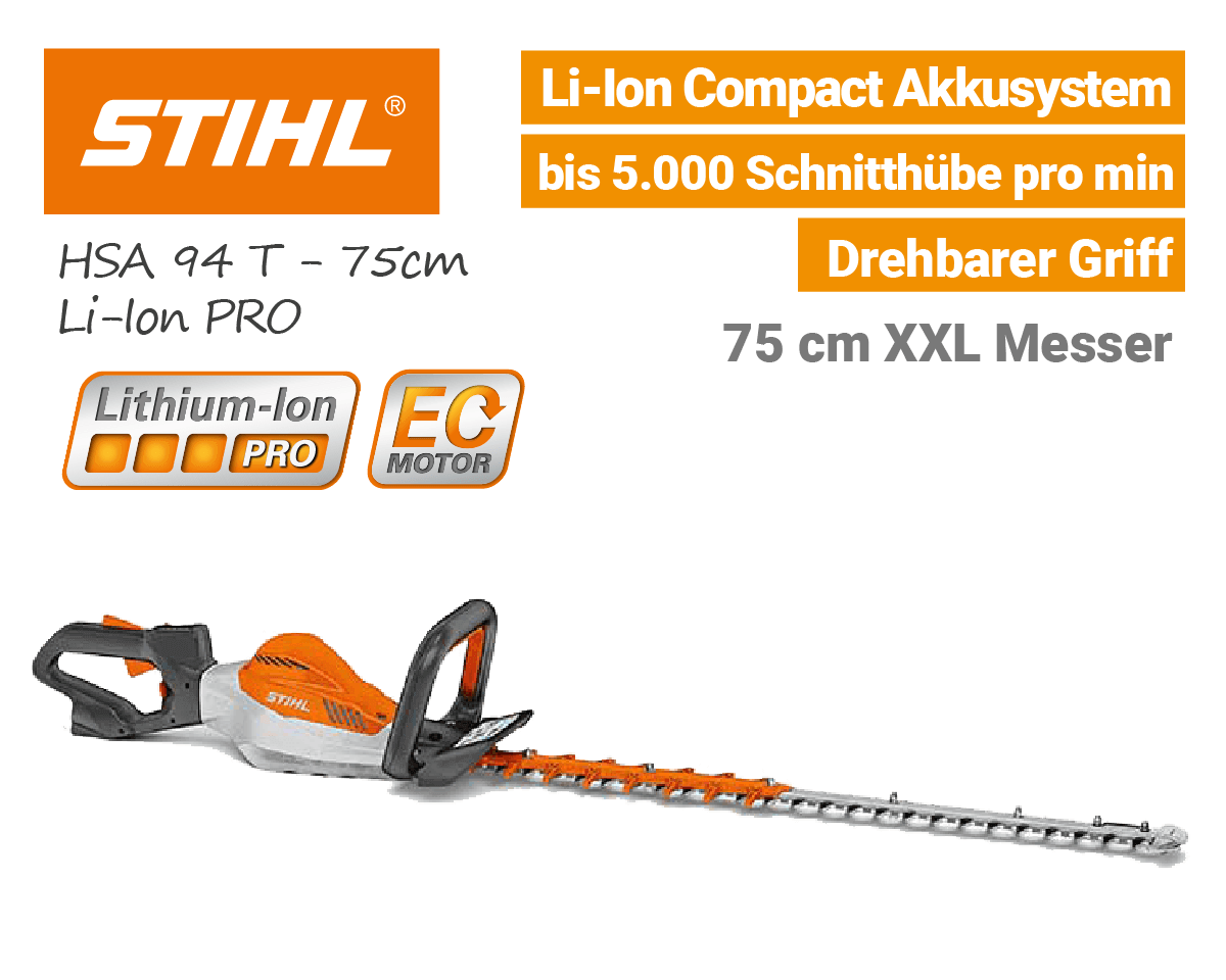 Stihl HSA 94T 75cm Akku Heckenschere Li-Ion PRO Stihl HSA 94 T 75cm Akku Heckenschere Lithium-Ion PRO EU9