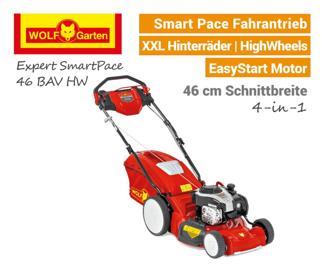 Wolf-Garten Expert Smart-Pace 46 BA V HW Benzin-Rasenmäher Wolf-Garten Expert Smart-Pace 46 BA V HW Benzin-Rasenmäher MySpeed