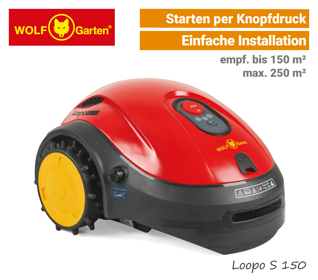 Wolf-Garten Loopo S150 Wolf-Garten Loopo S 150 Mähroboter-Rasenroboter einfach EU9